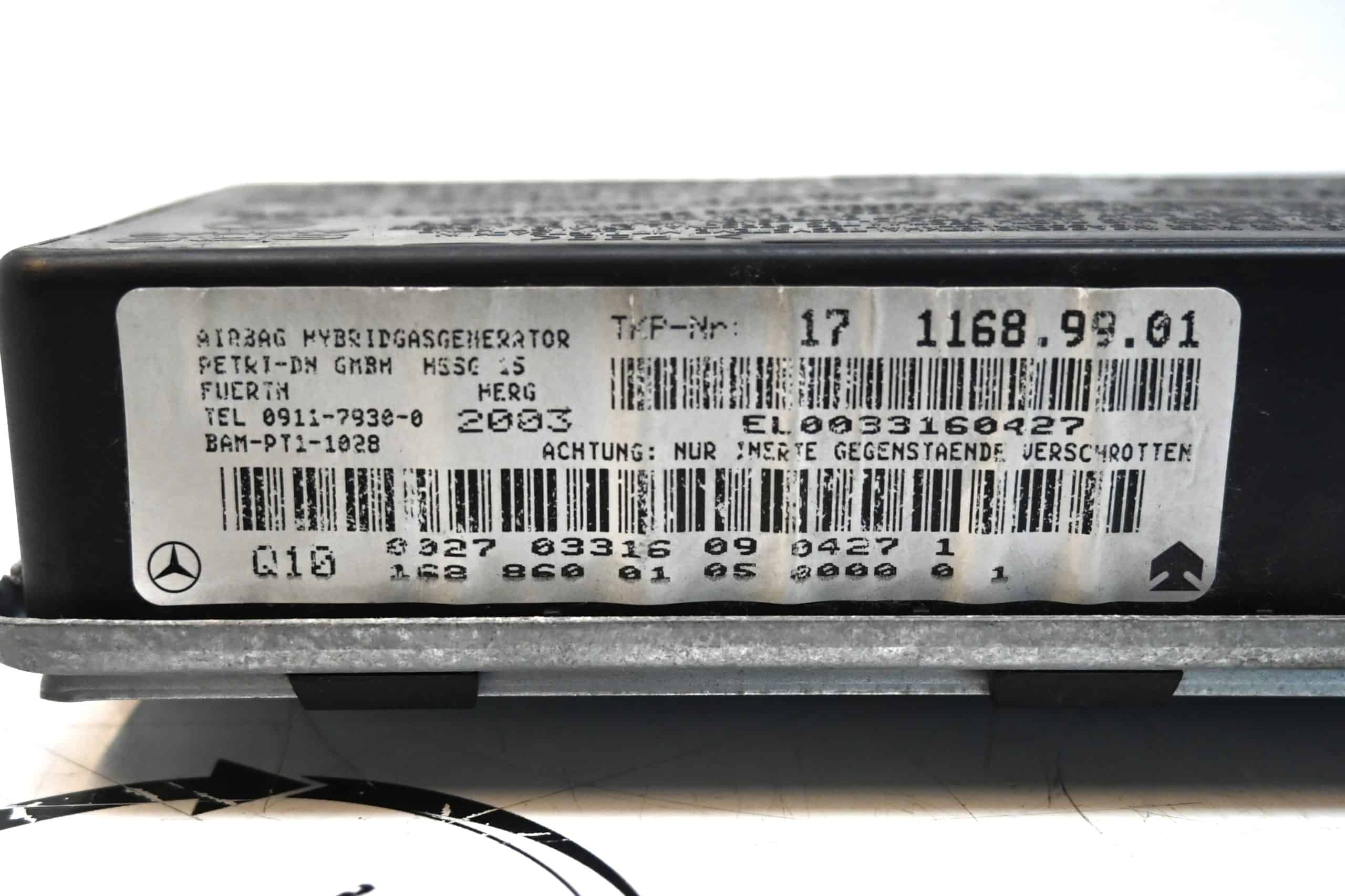 Dbnz.net A1688600105 Airbag lateral puerta delantera izquierda Clase A W168 Clase Vaneo W414