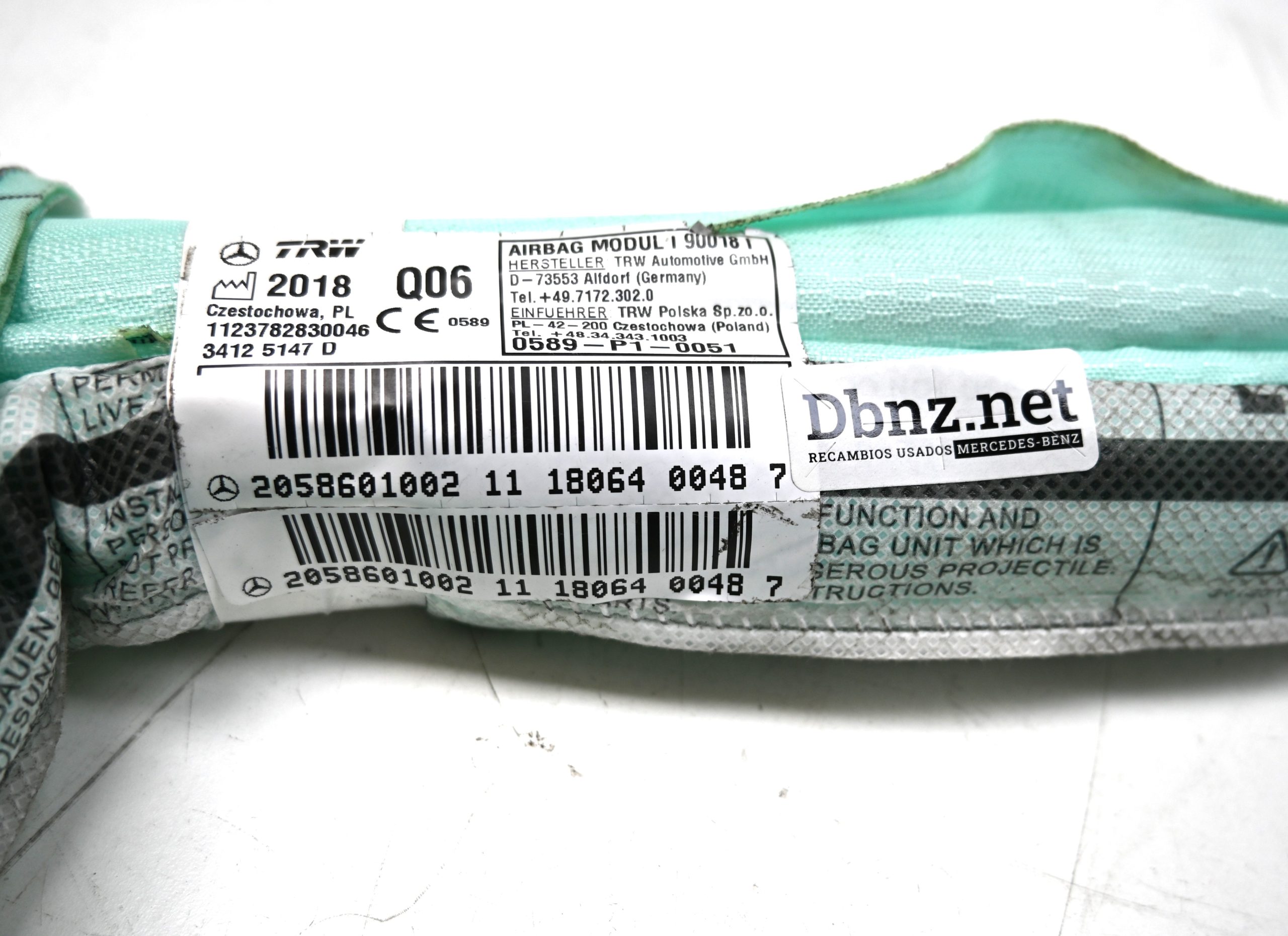 Dbnz.net A2058601002 Airbag de ventana lado izquierdo Clase C W205