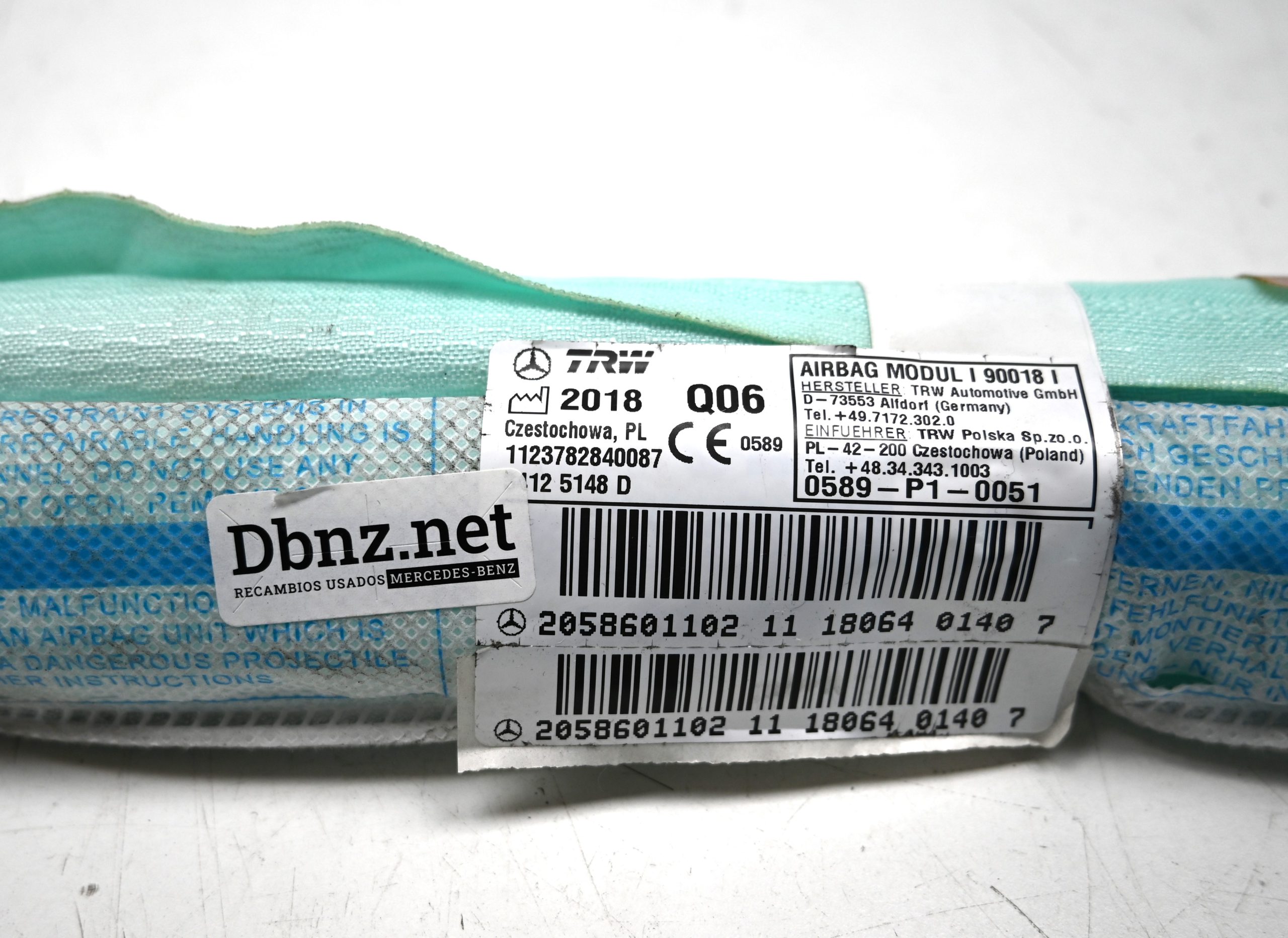 Dbnz.net A2058601102 Airbag de ventana lado derecho Clase C W205